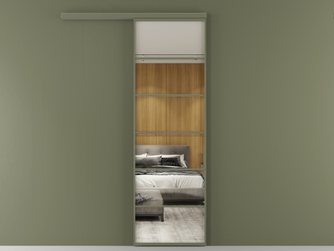 Перегородка Формато вдоль стены 1 створка АЛПР 040.04 Алюминий оливковый тёмный Двустороннее зеркало, триплекс , триплекс 6 мм Цена 757490 AMD  | Volhovec