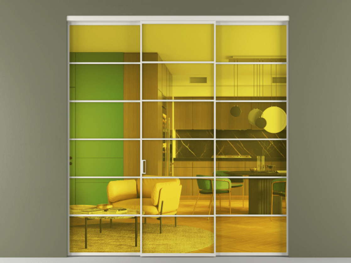 Перегородка Formato внутри проёма трёхстворчатая АЛПР 040.04 Алюминий Белый Прозрачное жёлтое стекло, триплекс. Скрытый короб БЕЛ Цена 1729600 AMD 1. Полотно 3 шт. (800/2100 мм)
2. Комплект установки раздвижной системы
3. Базовый комплект фурнитуры
4.Ручка RONDO. Фабрика дверей Волховец 8 (800) 551 43 19 Перегородка Formato внутри проёма трёхстворчатая АЛПР 040.04 Алюминий Белый Прозрачное жёлтое стекло, триплекс Цена 1729600 AMD | Volhovec