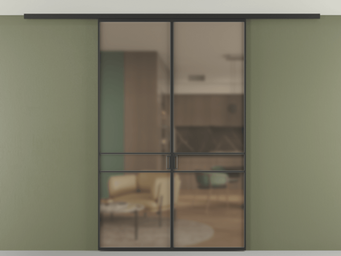 Перегородка Формато вдоль стены на потолок 2 створки АЛПР 040.02 Алюминий Черный Сатинированное бронзовое стекло, триплекс Цена 1476260 AMD | Volhovec