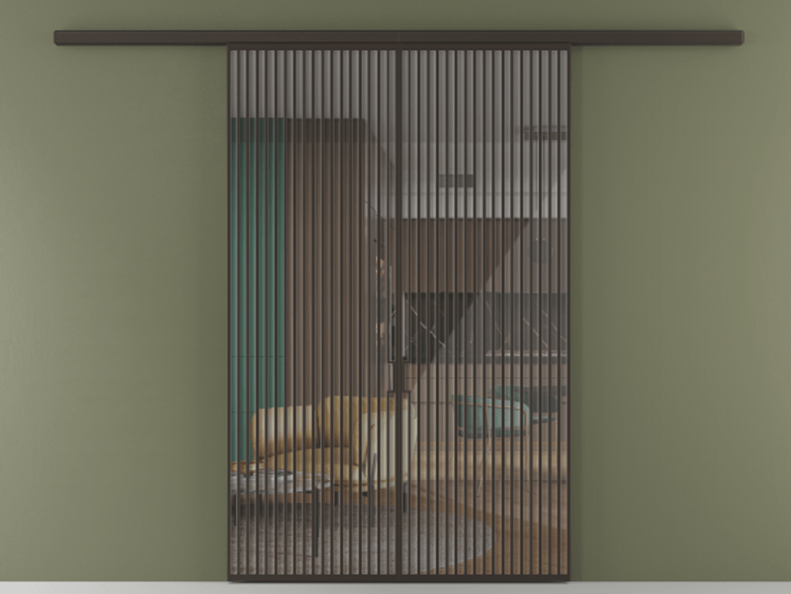 Перегородка Формато вдоль стены 2 створки АЛПР 040.06 Алюминий антрацит Рефлективное прозрачное стекло "Стопсол", калёное Цена 3001080 AMD | Volhovec