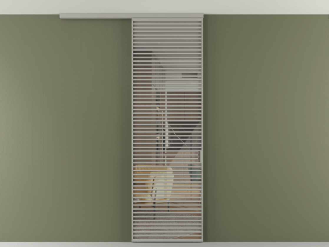 Перегородка Формато вдоль стены на потолок 1 створка АЛПР 040.07 Алюминий нейтральный серый Рефлективное прозрачное стекло "Стопсол", калёное Цена 39306480 so'm | Volhovec