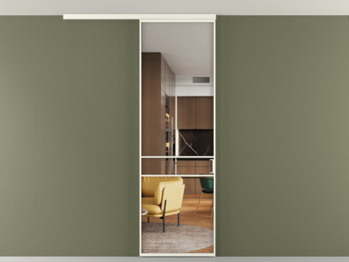 Перегородка Формато вдоль стены на потолок 1 створка АЛПР 040.02 Алюминий жемчужный Прозрачное стекло "Кристал Вижн", калёное Цена 846440 AMD | Volhovec