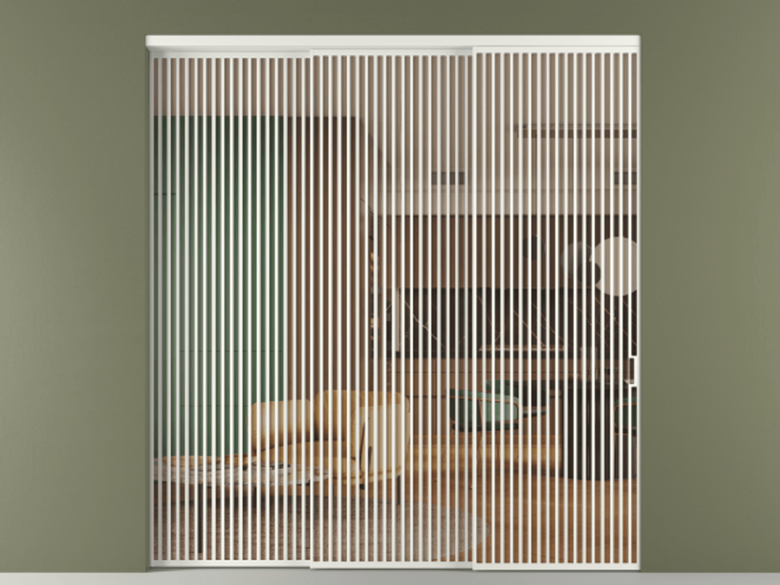 Перегородка Формато внутри проёма 3 створки с синхронным механизмом АЛПР 040.06 Алюминий светло-серый Прозрачное оранжевое стекло, триплекс Цена 3909800 AMD  | Volhovec