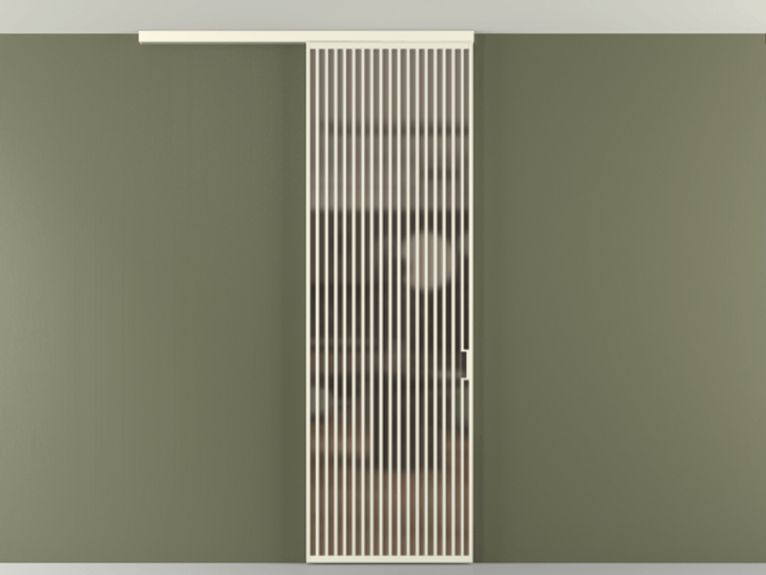 Перегородка Формато вдоль стены на потолок 1 створка АЛПР 040.06 Алюминий молочно-белый Сатинированное бронзовое стекло, триплекс Цена 1198460 AMD | Volhovec