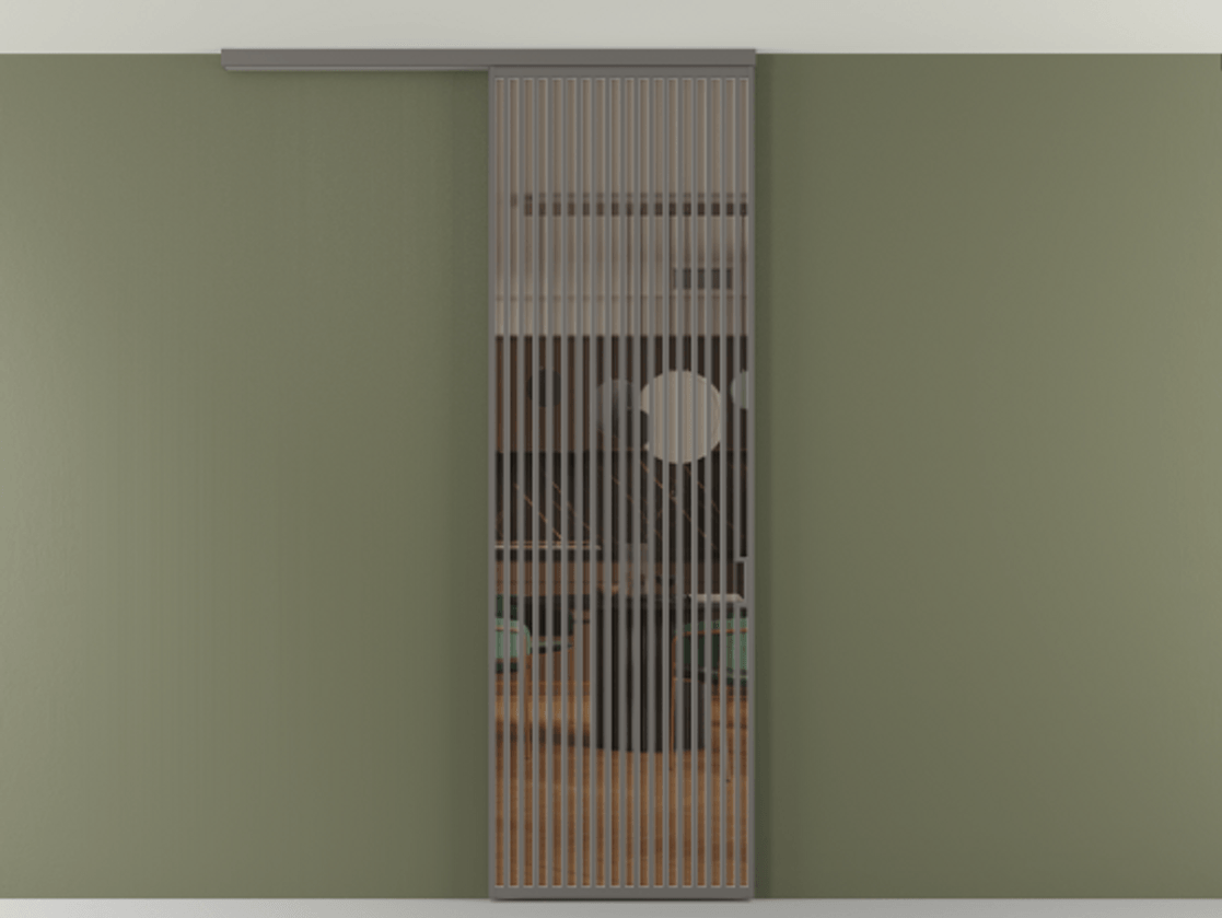 Перегородка Формато вдоль стены на потолок 1 створка АЛПР 040.06 Алюминий классический серый Прозрачное бронзовое стекло, триплекс Цена 1262670 AMD | Volhovec