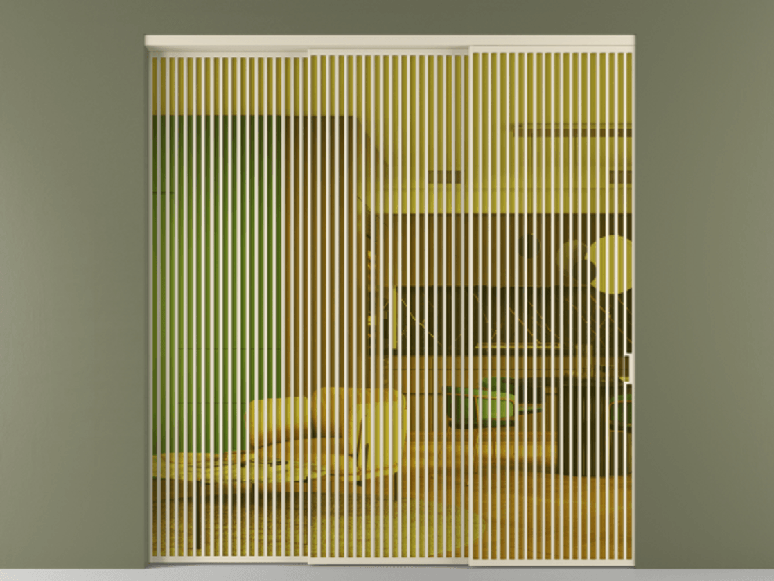 Перегородка Формато внутри проёма 3 створки с синхронным механизмом АЛПР 040.06 Алюминий бежево-серый Прозрачное жёлтое стекло, триплекс Цена 3909800 AMD  | Volhovec