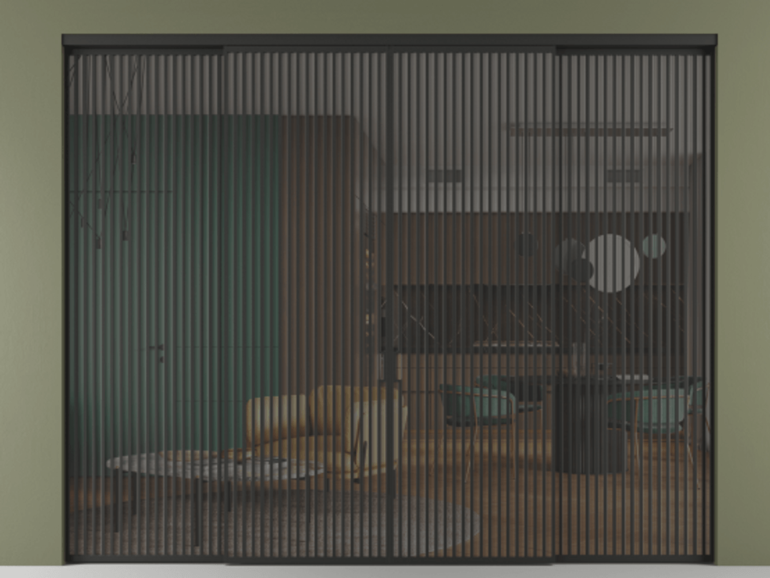 Перегородка Formato внутри проёма четырёхстворчатая АЛПР 040.06 Алюминий Черный Прозрачное серое стекло, триплекс, 6 мм. Скрытый короб ЧЕР Цена 4796330 AMD 1. Полотно 4 шт.  (800/2100 мм)
2. Комплект установки раздвижной системы
3. Базовый комплект фурнитуры
4.Ручка RONDO. Фабрика дверей Волховец 8 (800) 551 43 19  Перегородка Formato внутри проёма четырёхстворчатая АЛПР 040.06 Алюминий Черный Прозрачное серое стекло, триплекс, 6 мм Цена 4796330 AMD  | Volhovec