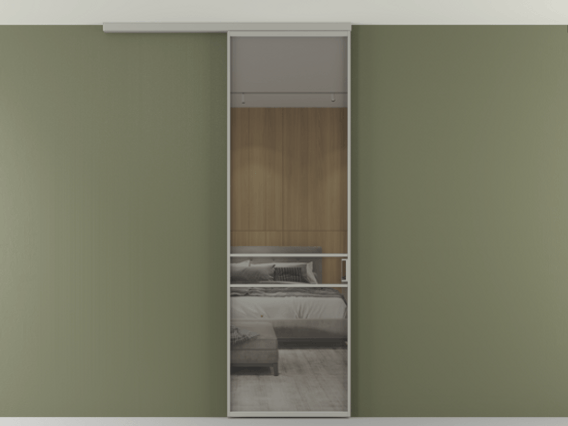 Перегородка Formato вдоль стены на потолок 1 створка АЛПР 040.02 Алюминий нейтральный серый Рефлективное серое стекло "Стопсол", калёное Цена 846440 AMD | Volhovec