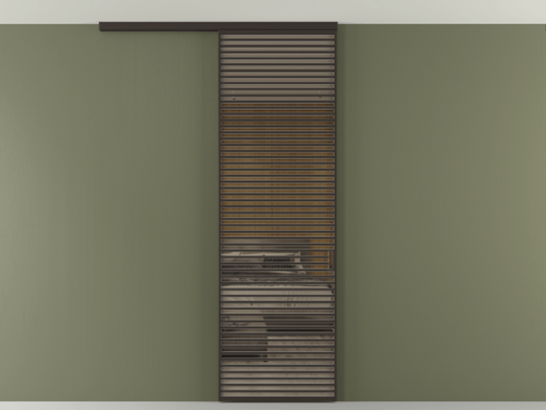 Перегородка Формато вдоль стены на потолок 1 створка АЛПР 040.07 Алюминий антрацит Рефлективное бронзовое стекло "Стопсол", калёное Цена 1305830 AMD | Volhovec