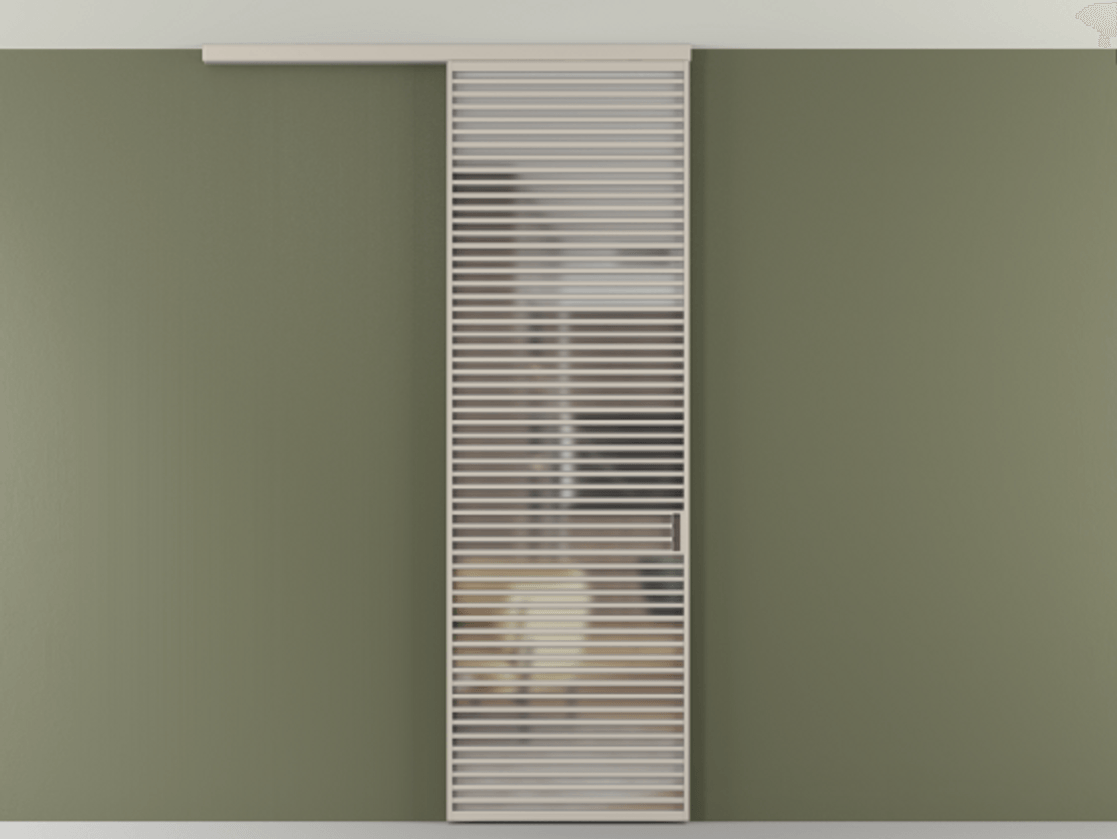 Перегородка Формато вдоль стены на потолок 1 створка АЛПР 040.07 Алюминий светло-бежевый Сатинированное стекло "Мателюкс Кристал Вижн", калёное, матовое, каленое 6 мм Цена 1305830 AMD | Volhovec