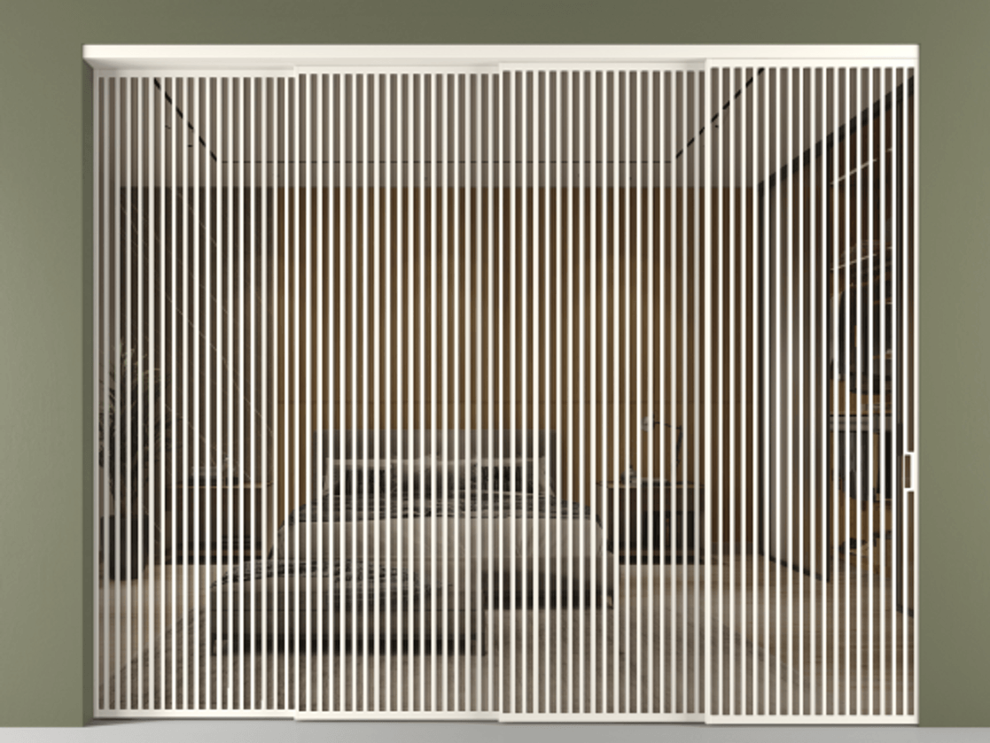 Перегородка Формато внутри проёма 4 створки с синхронным механизмом АЛПР 040.06 Алюминий пудровый белый Рефлективное бронзовое стекло "Стопсол", калёное. Цена 5414890 AMD 1. Полотно 4 шт. (800/2100 мм)
2. Комплект установки раздвижной системы
3. Базовый комплект фурнитуры
4. Комплект фурнитуры телескопик синхро-3
5. Ручка Рондо. Фабрика дверей Волховец 8 (800) 551 43 19 Перегородка Формато внутри проёма 4 створки с синхронным механизмом АЛПР 040.06 Алюминий пудровый белый Рефлективное бронзовое стекло "Стопсол", калёное Цена 5414890 AMD | Volhovec