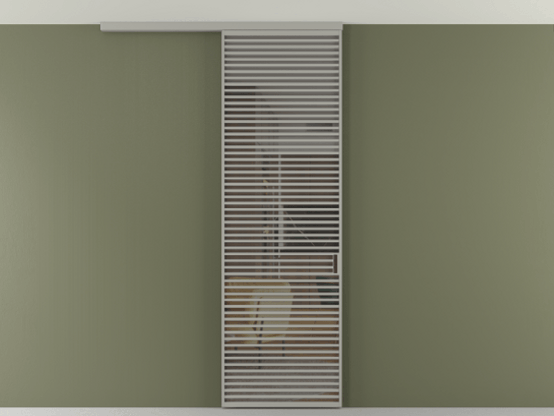 Перегородка Формато вдоль стены на потолок 1 створка АЛПР 040.07 Алюминий нейтральный серый Прозрачное серое стекло, триплекс Цена 1262670 AMD | Volhovec