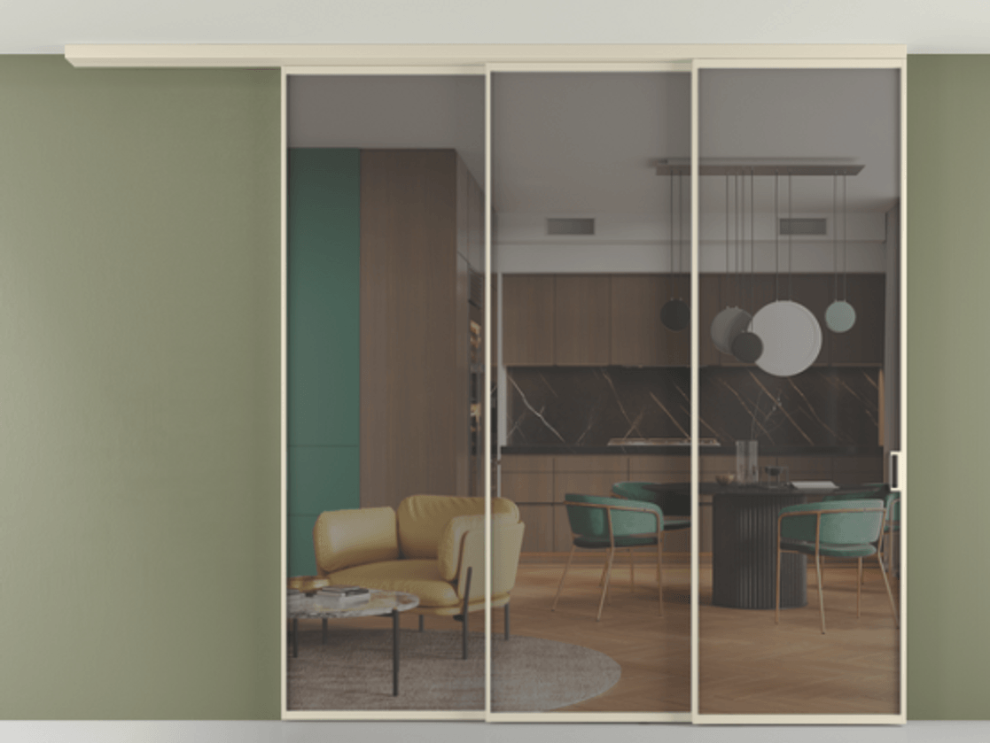 Перегородка Формато вдоль стены на потолок 3 створки с синхронным механизмом АЛПР 040.01 Алюминий бежево-серый Прозрачное серое стекло, триплекс. Цена 2576940 AMD 1. Полотно 2 шт. (800/2100 мм)
2. Комплект установки раздвижной системы
3. Базовый комплект фурнитуры
4.Ручка Рондо. Фабрика дверей Волховец 8 (800) 551 43 19 Перегородка Формато вдоль стены на потолок 3 створки с синхронным механизмом АЛПР 040.01 Алюминий бежево-серый Прозрачное серое стекло, триплекс Цена 2576940 AMD | Volhovec