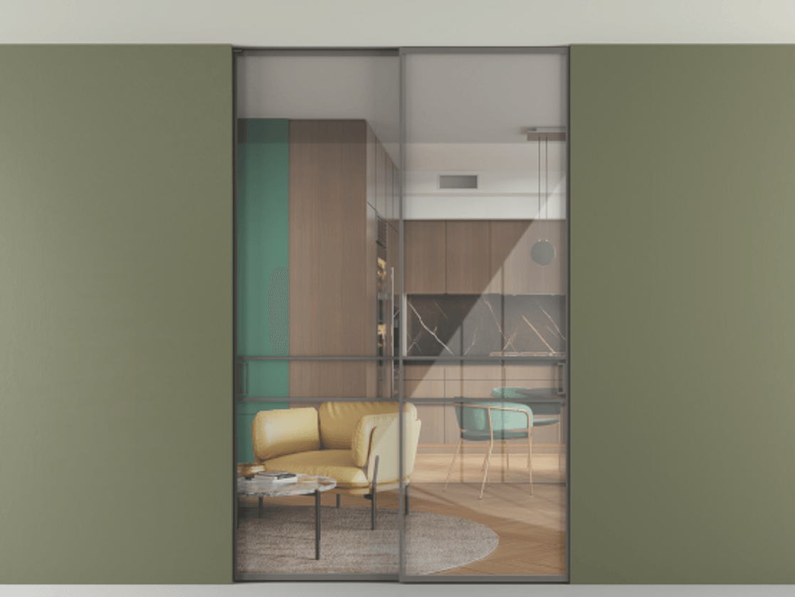 Перегородка Formato внутри проёма скрытое крепление в потолок 2 створки АЛПР 040.02 Алюминий классический серый Рефлективное прозрачное стекло "Stopsol", калёное. Цена 2060430 AMD 1. Полотно 2 шт. (800/2100 мм)
2. Комплект установки раздвижной системы
3. Базовый комплект фурнитуры
4. Ручка RONDO. Фабрика дверей Волховец 8 (800) 551 43 19 Перегородка Formato внутри проёма скрытое крепление в потолок 2 створки АЛПР 040.02 Алюминий классический серый Рефлективное прозрачное стекло "Stopsol", калёное Цена 2060430 AMD | Volhovec