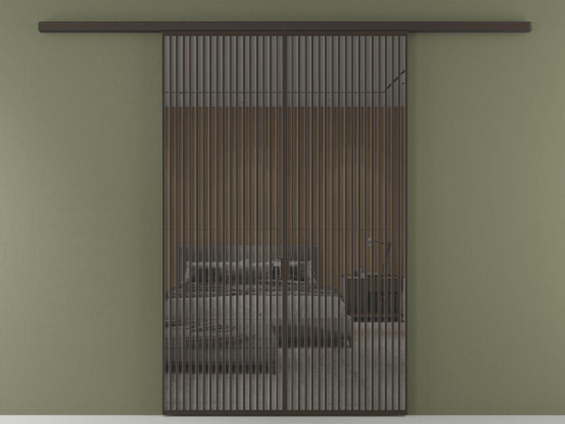 Перегородка Formato вдоль стены 2 створки АЛПР 040.06 Алюминий антрацит Рефлективное серое стекло "Stopsol", калёное Цена 3001080 AMD | Volhovec