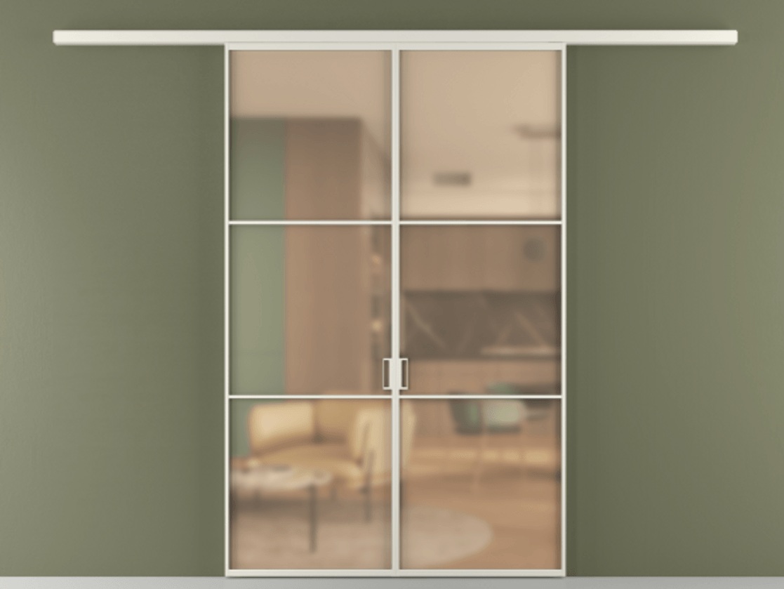 Перегородка Formato вдоль стены 2 створки АЛПР 040.03 Алюминий Белый Сатинированное оранжевое стекло, триплекс Цена 1315800 AMD | Volhovec