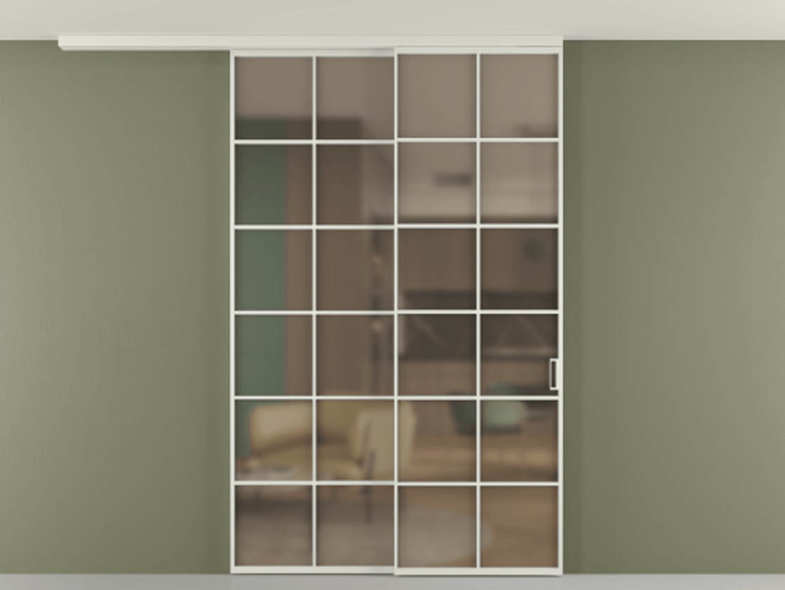 Перегородка Формато вдоль стены на потолок 2 створки с синхронным механизмом АЛПР 040.05 Алюминий серый Сатинированное бронзовое стекло, триплекс. Цена 1967250 AMD 1. Полотно 2 шт. (800/2100 мм)
2. Комплект установки раздвижной системы
3. Базовый комплект фурнитуры
4.Ручка Рондо. Фабрика дверей Волховец 8 (800) 551 43 19 Перегородка Формато вдоль стены на потолок 2 створки с синхронным механизмом АЛПР 040.05 Алюминий серый Сатинированное бронзовое стекло, триплекс Цена 1967250 AMD | Volhovec