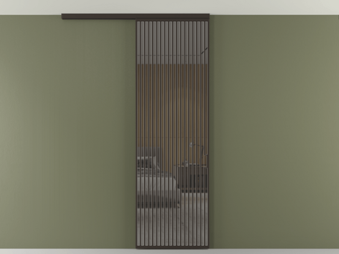 Перегородка Формато вдоль стены на потолок 1 створка АЛПР 040.06 Алюминий антрацит Рефлективное серое стекло "Стопсол", калёное Цена 1573440 AMD | Volhovec