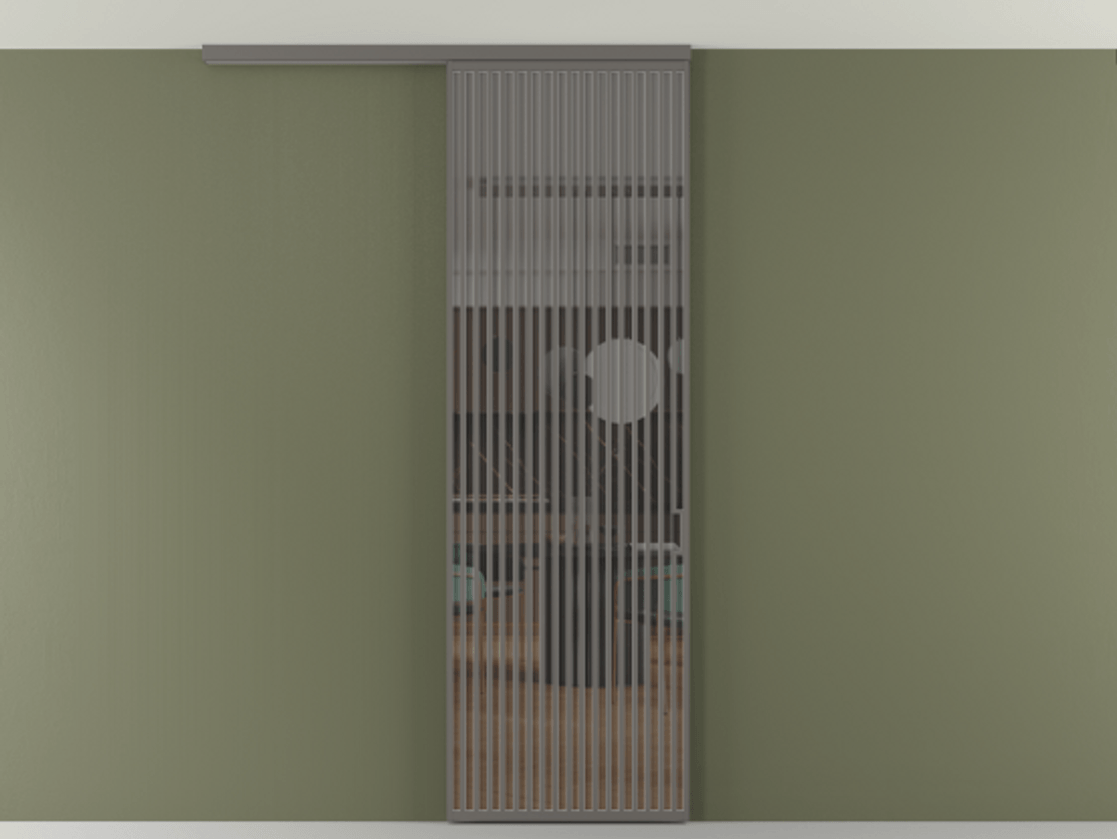 Перегородка Формато вдоль стены на потолок 1 створка АЛПР 040.06 Алюминий классический серый Прозрачное серое стекло, триплекс Цена 1262670 AMD | Volhovec