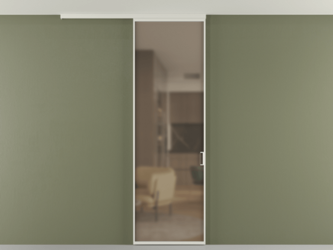 Перегородка Formato вдоль стены на потолок одностворчатая АЛПР 040.01 Алюминий Белый Сатинированное бронзовое стекло, триплекс Цена 624120 AMD | Volhovec