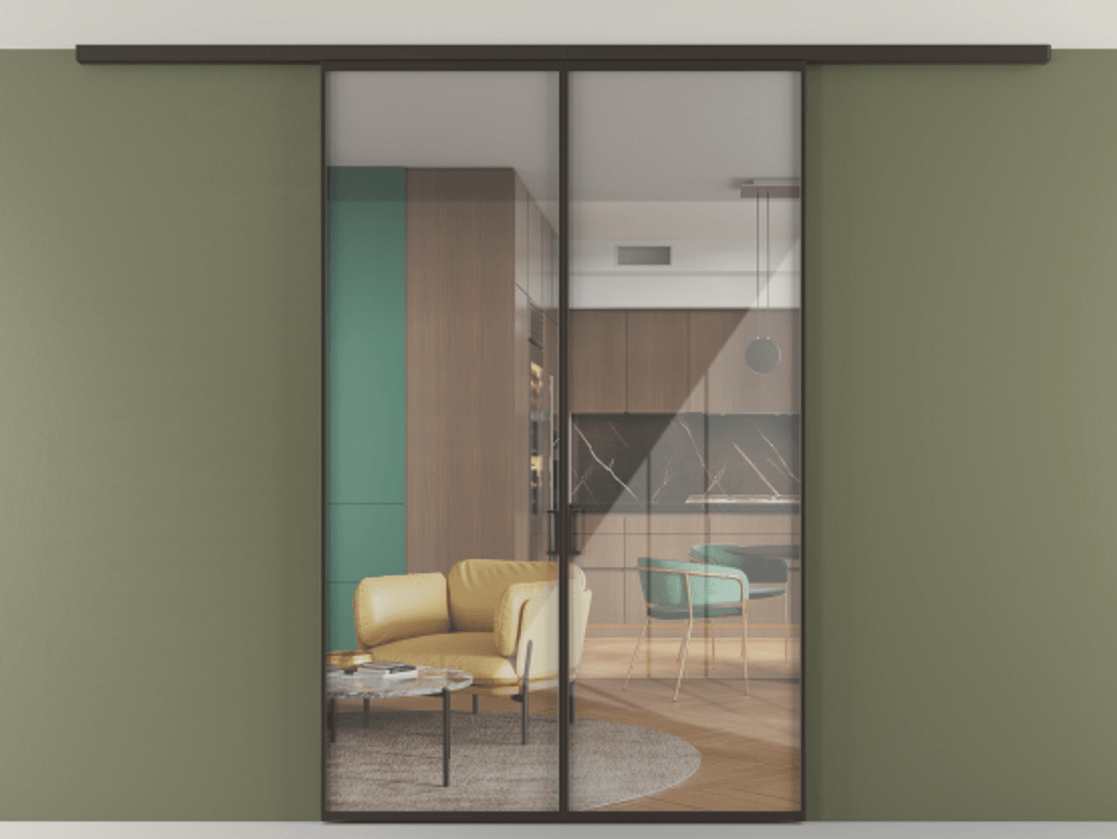 Перегородка Формато вдоль стены на потолок 2 створки АЛПР 040.01 Алюминий антрацит Рефлективное прозрачное стекло "Стопсол", калёное. Цена 1336470 AMD 1. Полотно 2 шт. (800/2100 мм)
2. Комплект установки раздвижной системы
3. Базовый комплект фурнитуры
4.Ручка Рондо. Фабрика дверей Волховец 8 (800) 551 43 19 Перегородка Формато вдоль стены на потолок 2 створки АЛПР 040.01 Алюминий антрацит Рефлективное прозрачное стекло "Стопсол", калёное Цена 1336470 AMD | Volhovec