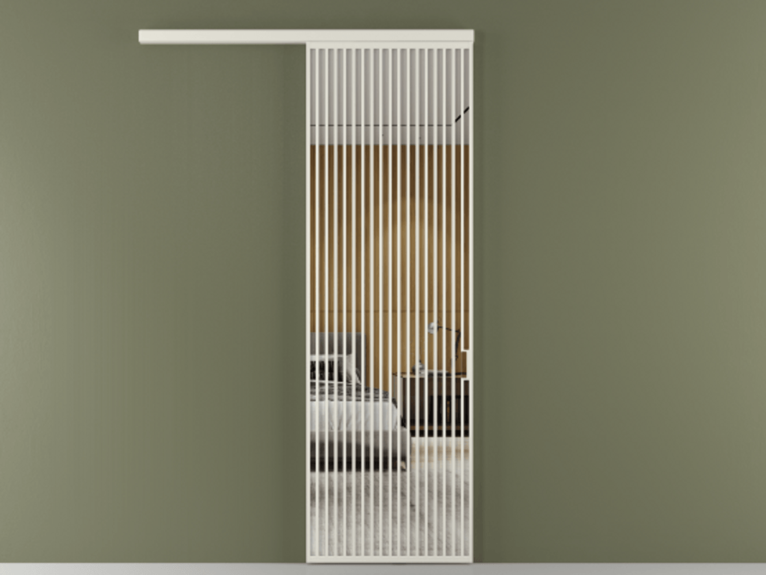 Перегородка Formato вдоль стены 1 створка АЛПР 040.06 Алюминий Белый Двустороннее зеркало, триплекс , триплекс 6 мм Цена 176540 ₽  | Volhovec