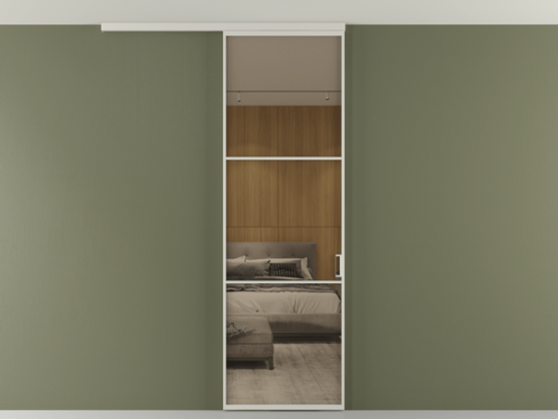 Перегородка Formato вдоль стены на потолок 1 створка АЛПР 040.03 Алюминий тёплый серый Рефлективное бронзовое стекло "Стопсол", калёное Цена 846440 AMD | Volhovec