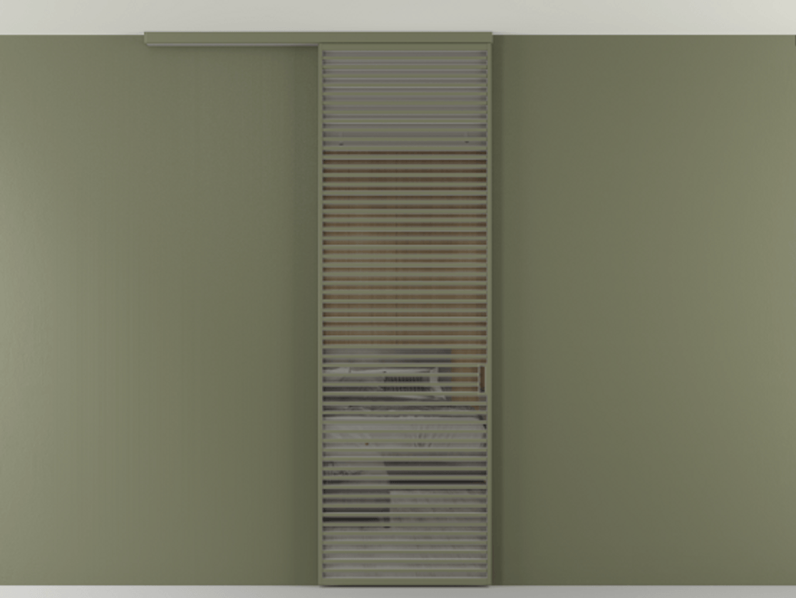 Перегородка Формато вдоль стены на потолок 1 створка АЛПР 040.07 Алюминий оливковый тёмный Рефлективное серое стекло "Стопсол", калёное Цена 1305830 AMD | Volhovec