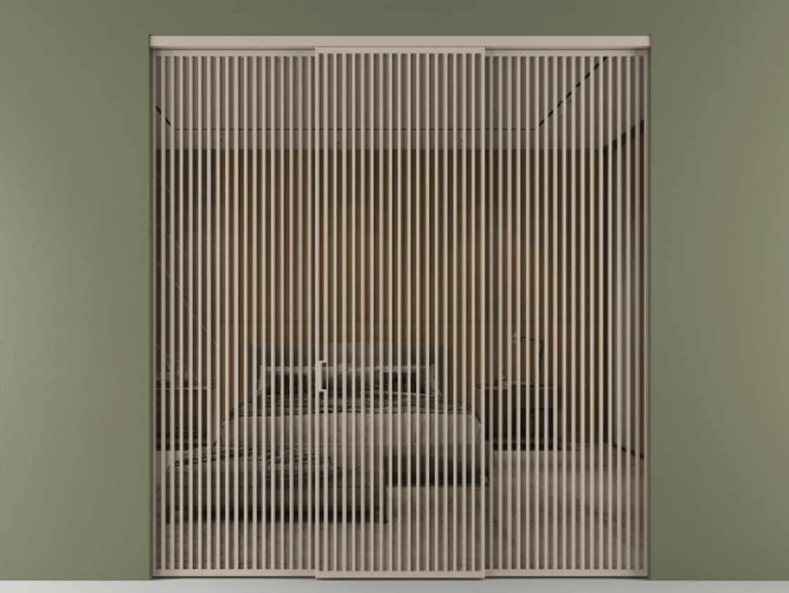 Перегородка Формато внутри проёма 3 створки АЛПР 040.06 Алюминий бисквитный Рефлективное бронзовое стекло "Стопсол", калёное Цена 4124630 AMD | Volhovec