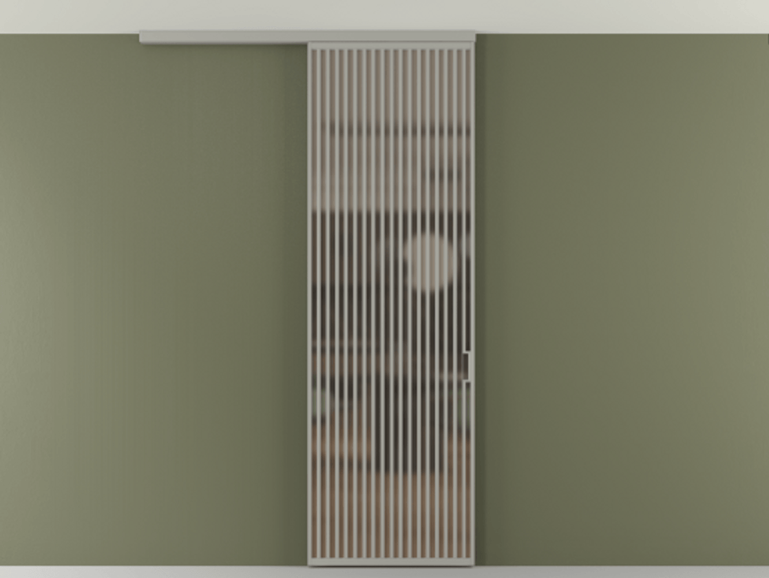 Перегородка Формато вдоль стены на потолок 1 створка АЛПР 040.06 Алюминий нейтральный серый Сатинированное бронзовое стекло, триплекс Цена 1262670 AMD | Volhovec