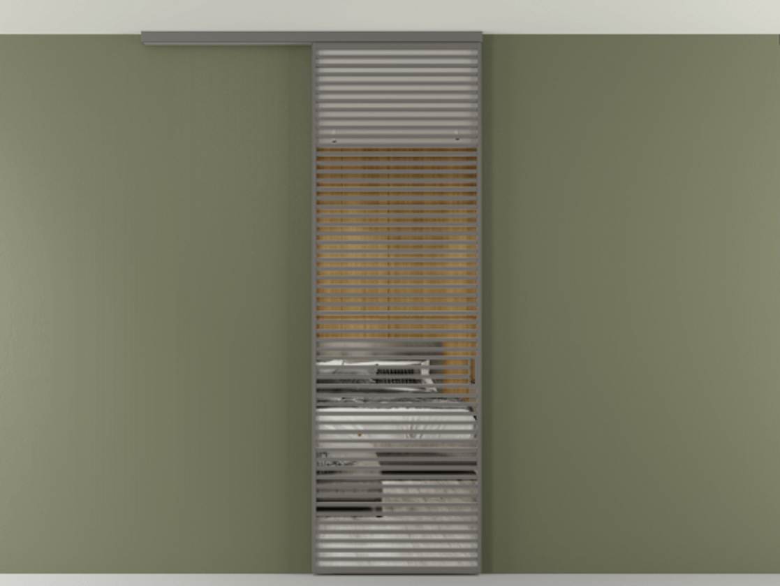 Перегородка Формато вдоль стены на потолок 1 створка АЛПР 040.07 Алюминий классический серый Двустороннее зеркало, триплекс , триплекс 6 мм Цена 1262670 AMD | Volhovec