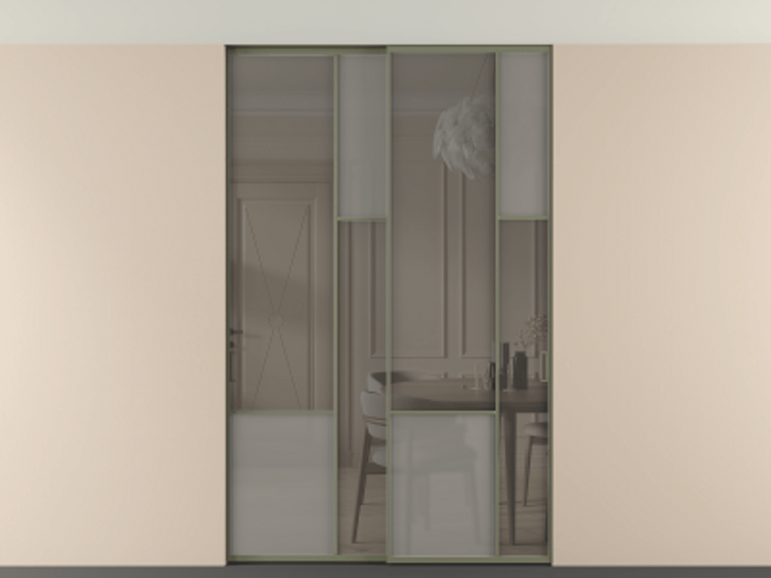 Перегородка Мозаик внутри проёма скрытое крепление в потолок 2 створки АЛПР 041.12 Алюминий оливковый тёмный Сатинированное серое стекло, триплекс, 6 мм + Прозрачное серое стекло, триплекс. Цена 2188970 AMD . Фабрика дверей Волховец 8 (800) 551 43 19 Перегородка Мозаик внутри проёма скрытое крепление в потолок 2 створки АЛПР 041.12 Алюминий оливковый тёмный Сатинированное серое стекло, триплекс, 6 мм + Прозрачное серое стекло, триплекс Цена 2188970 AMD | Volhovec