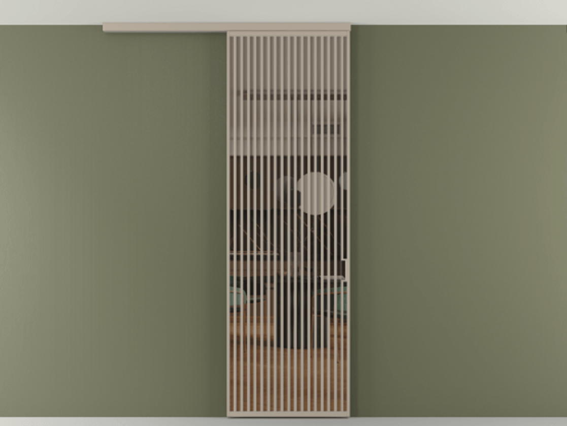 Перегородка Формато вдоль стены на потолок 1 створка АЛПР 040.06 Алюминий бисквитный Прозрачное бронзовое стекло, триплекс Цена 1262670 AMD | Volhovec