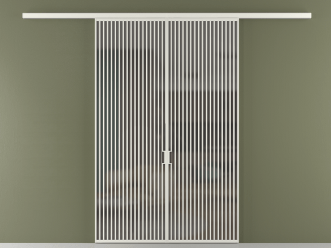 Перегородка Формато вдоль стены 2 створки АЛПР 040.06 Алюминий серый Сатинированное серое стекло, триплекс Цена 2309480 AMD | Volhovec