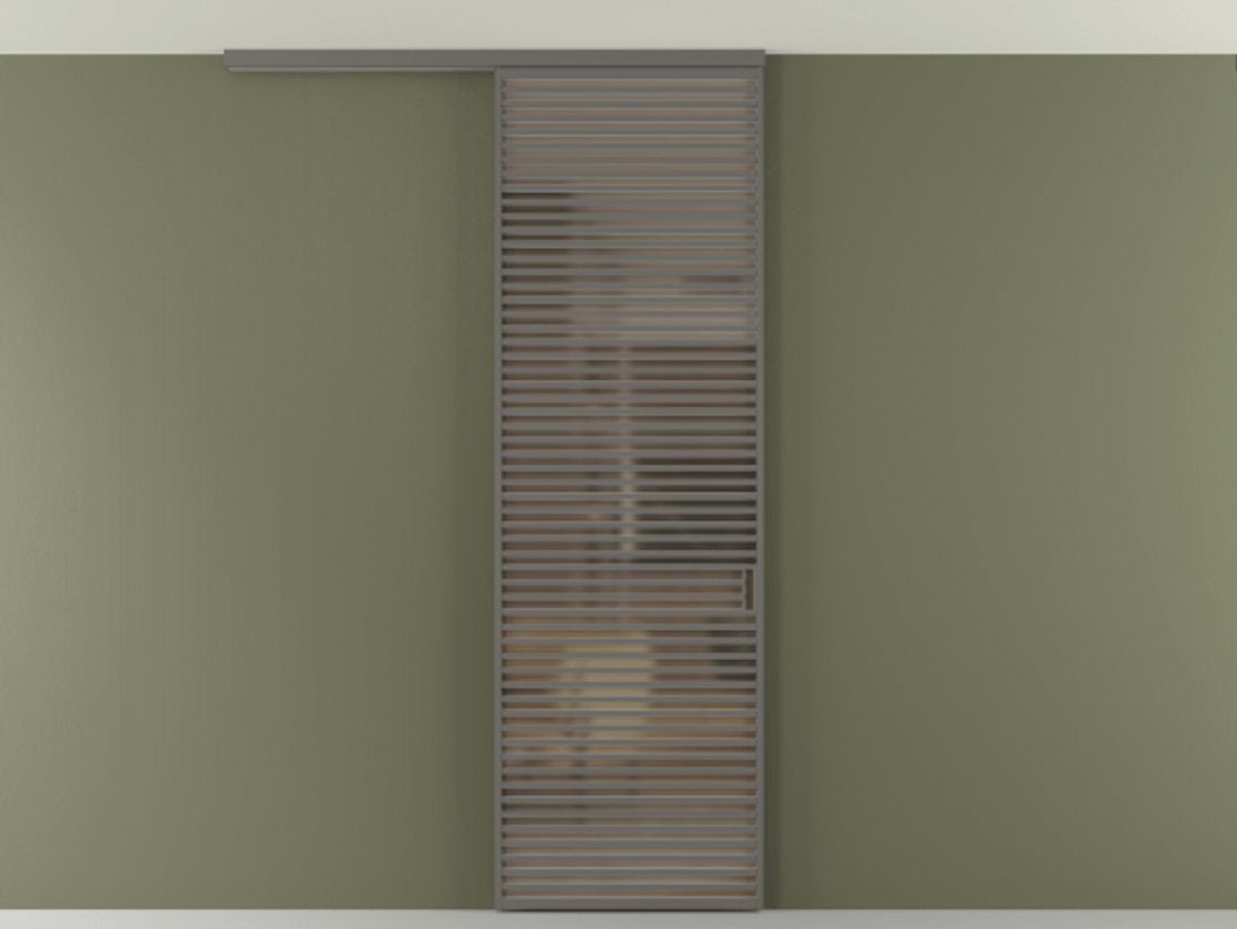 Перегородка Формато вдоль стены на потолок 1 створка АЛПР 040.07 Алюминий классический серый Сатинированное бронзовое стекло, триплекс Цена 9760 AZE | Volhovec