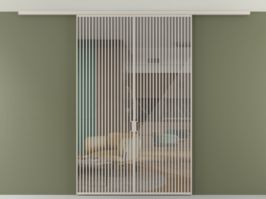 Перегородка Формато вдоль стены на потолок 2 створки АЛПР 040.06 Алюминий светло-бежевый Рефлективное прозрачное стекло "Стопсол", калёное Цена 2563770 AMD | Volhovec