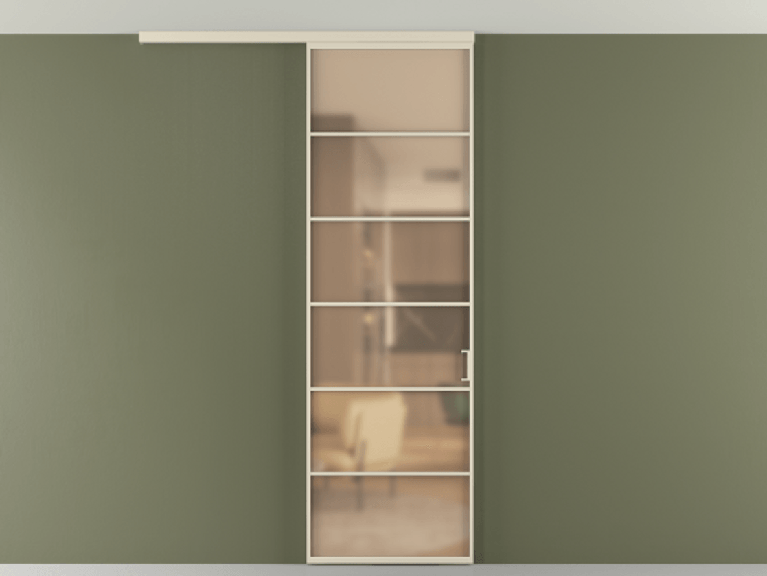 Перегородка Formato вдоль стены на потолок 1 створка АЛПР 040.04 Алюминий бежево-серый Сатинированное оранжевое стекло, триплекс Цена 850400 AMD | Volhovec