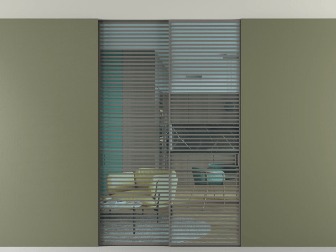 Перегородка Formato внутри проёма скрытое крепление в потолок 2 створки АЛПР 040.07 Алюминий классический серый Прозрачное голубое стекло, триплекс Цена 2764500 AMD | Volhovec