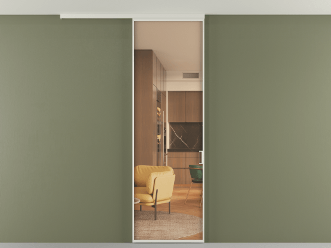 Перегородка Формато вдоль стены на потолок 1 створка АЛПР 040.01 Алюминий Белый Прозрачное оранжевое стекло, триплекс Цена 599500 AMD | Volhovec