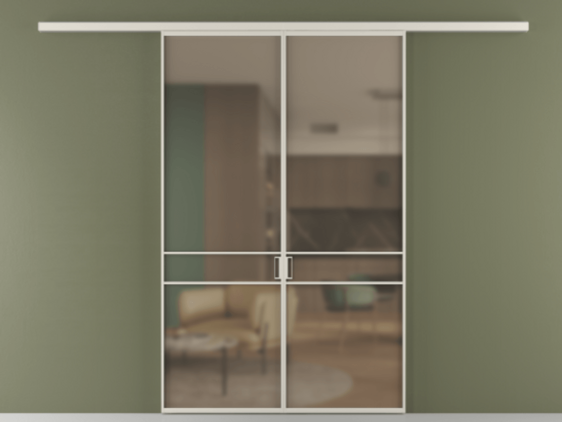 Перегородка Формато вдоль стены 2 створки АЛПР 040.02 Алюминий облачно-серый Сатинированное бронзовое стекло, триплекс Цена 1318110 AMD | Volhovec