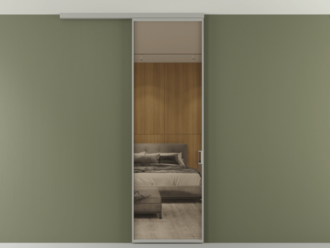 Перегородка Формато вдоль стены на потолок 1 створка АЛПР 040.01 Алюминий нейтральный серый Рефлективное бронзовое стекло "Стопсол", калёное Цена 806380 AMD | Volhovec