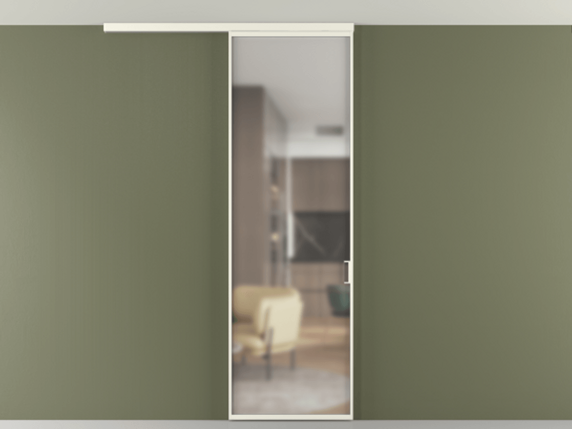 Перегородка Формато вдоль стены на потолок 1 створка АЛПР 040.01 Алюминий жемчужный Сатинированное стекло "Мателюкс Кристал Вижн", калёное, матовое, каленое 6 мм Цена 806380 AMD | Volhovec