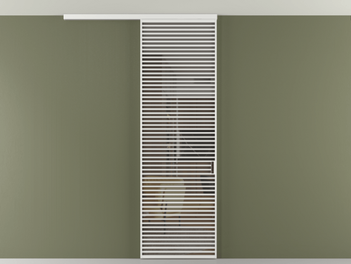 Перегородка Формато вдоль стены на потолок 1 створка АЛПР 040.07 Алюминий белоснежный Прозрачное серое стекло, триплекс Цена 1262670 AMD | Volhovec