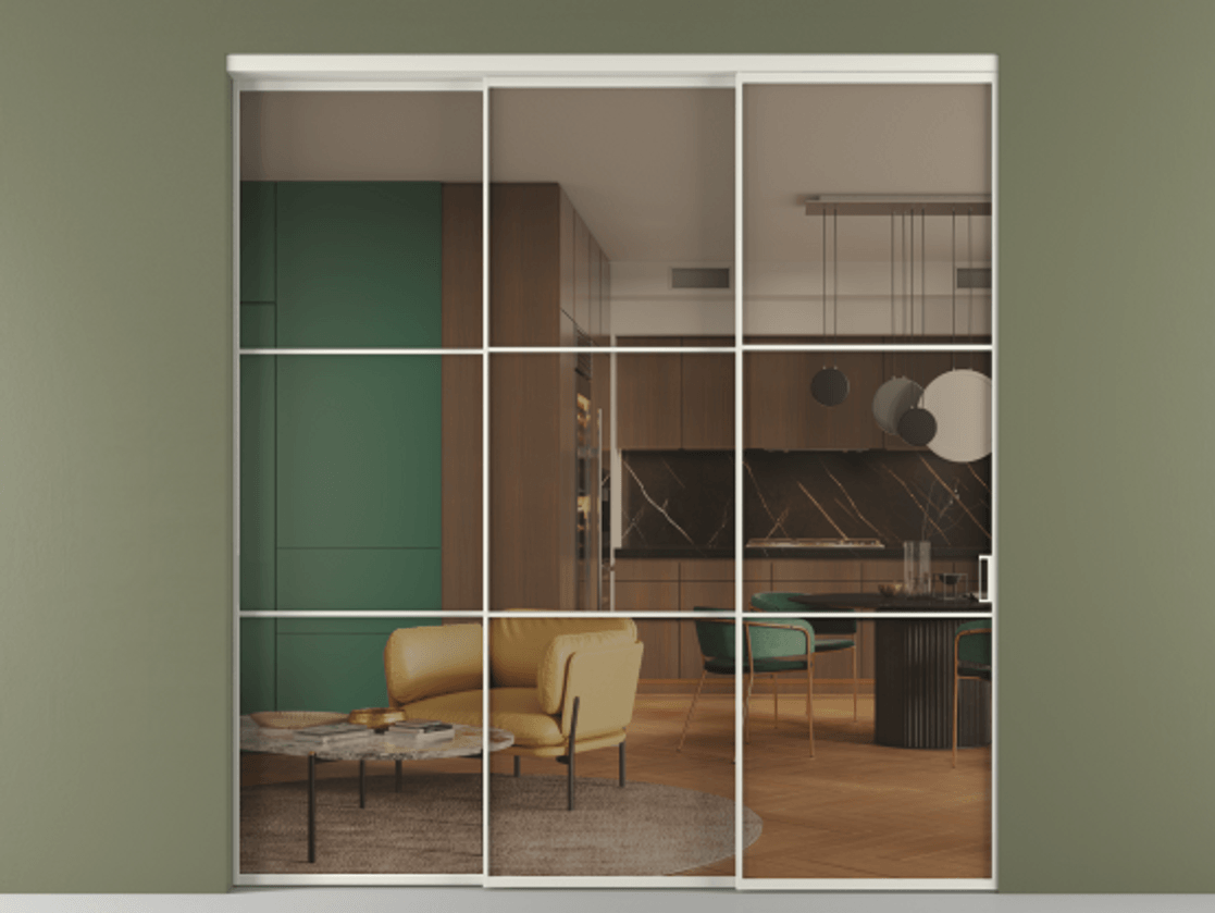 Перегородка Formato внутри проёма телескопик синхро 2 АЛПР 040.03 Алюминий Белый Прозрачное бронзовое стекло, триплекс, 6 мм. Скрытый короб БЕЛ Цена 71090600 so'm 1. Полотно 3 шт. (800/2100 мм)
2. Комплект установки раздвижной системы
3. Базовый комплект фурнитуры
4. Комплект фурнитуры телескопик синхро-2
5.Ручка RONDO
. Фабрика дверей Волховец 8 (800) 551 43 19 Перегородка Formato внутри проёма телескопик синхро 2 АЛПР 040.03 Алюминий Белый Прозрачное бронзовое стекло, триплекс, 6 мм Цена 71090600 so'm | Volhovec