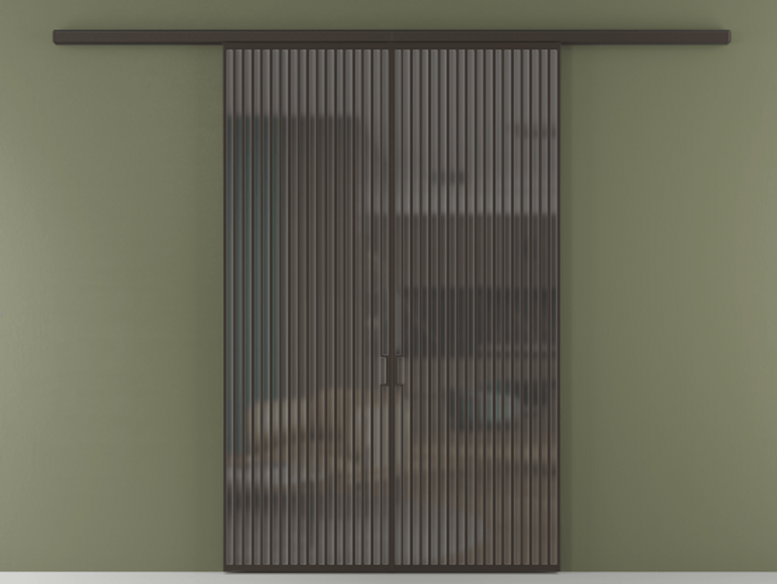 Перегородка Formato вдоль стены 2 створки АЛПР 040.06 Алюминий антрацит Сатинированное серое стекло, триплекс Цена 2893180 AMD | Volhovec