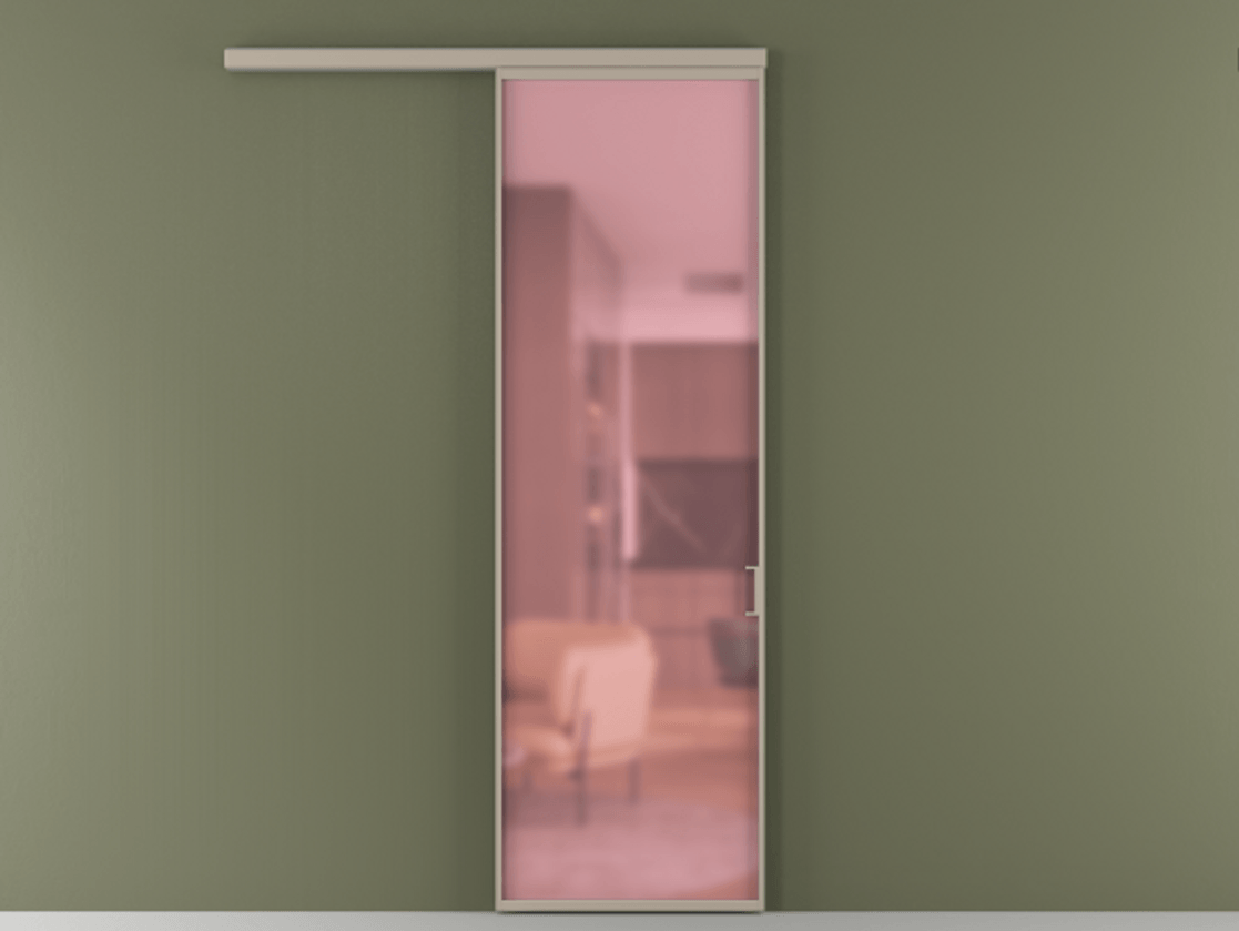 Перегородка Formato вдоль стены 1 створка АЛПР 040.01 Алюминий бисквитный Сатинированное розовое стекло, триплекс Цена 686300 AMD  | Volhovec