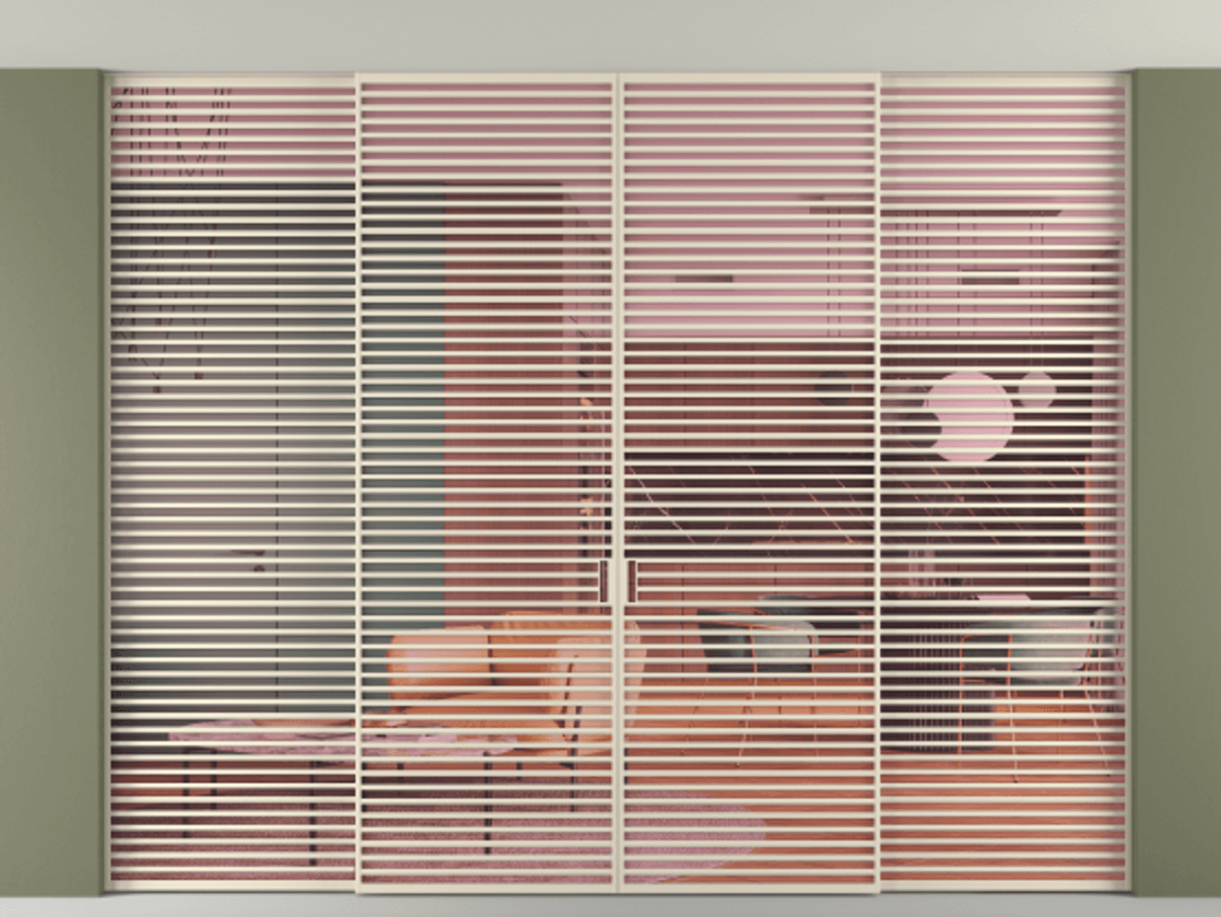 Перегородка Formato внутри проёма скрытое крепление в потолок 4 створки АЛПР 040.07 Алюминий бежево-серый Прозрачное розовое стекло, триплекс Цена 5408800 AMD | Volhovec