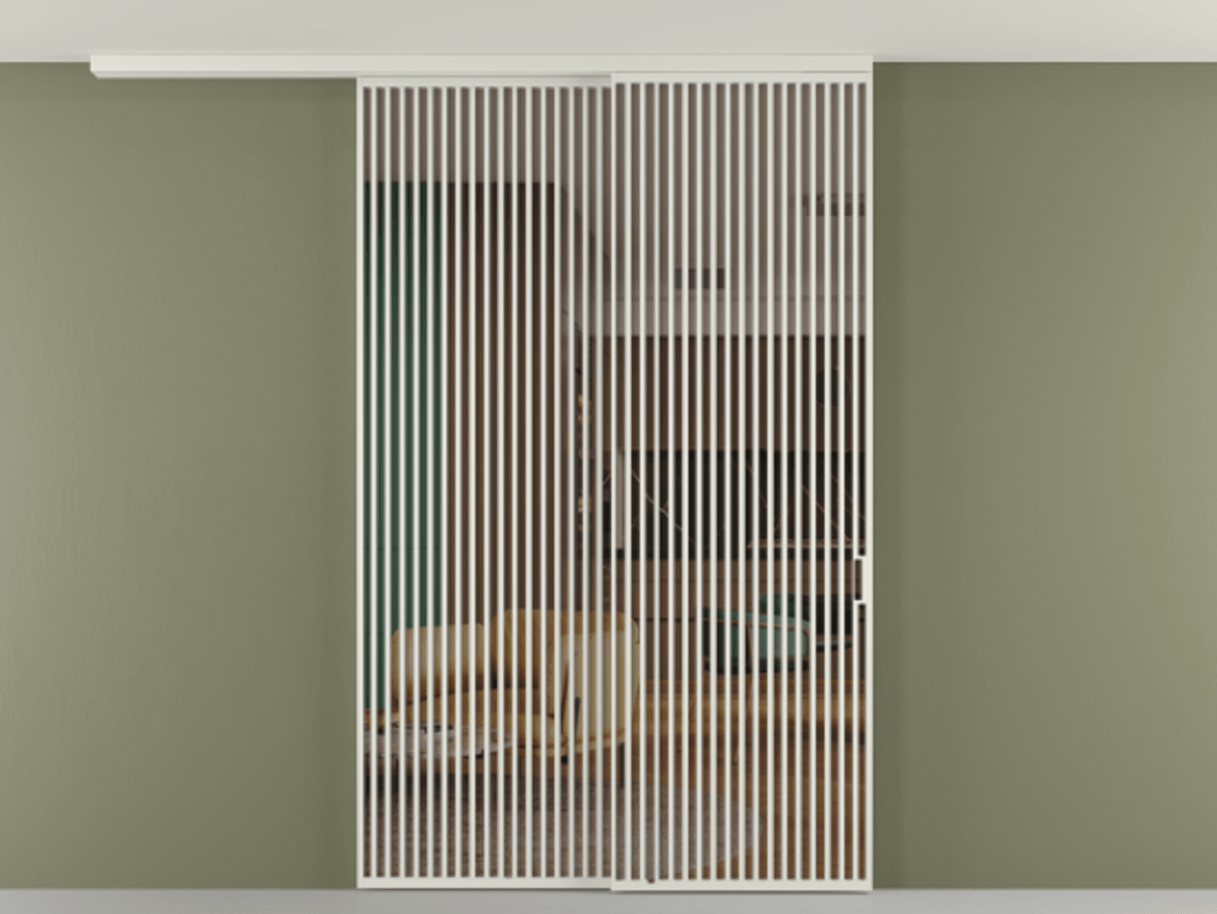 Перегородка Формато вдоль стены на потолок 2 створки с синхронным механизмом АЛПР 040.06 Алюминий серый Прозрачное бронзовое стекло, триплекс Цена 3037880 AMD | Volhovec