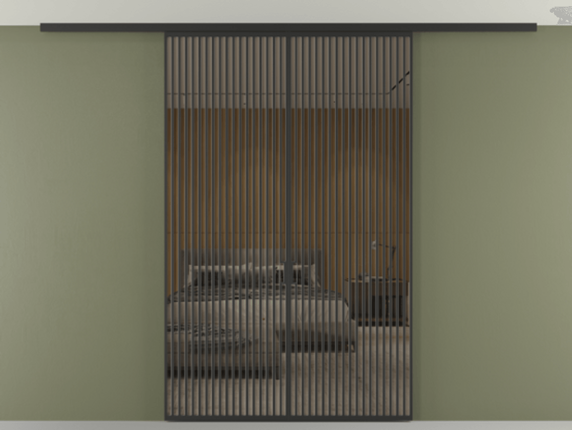 Перегородка Формато вдоль стены на потолок 2 створки АЛПР 040.06 Алюминий Черный Рефлективное бронзовое стекло "Стопсол", калёное Цена 2968440 AMD | Volhovec