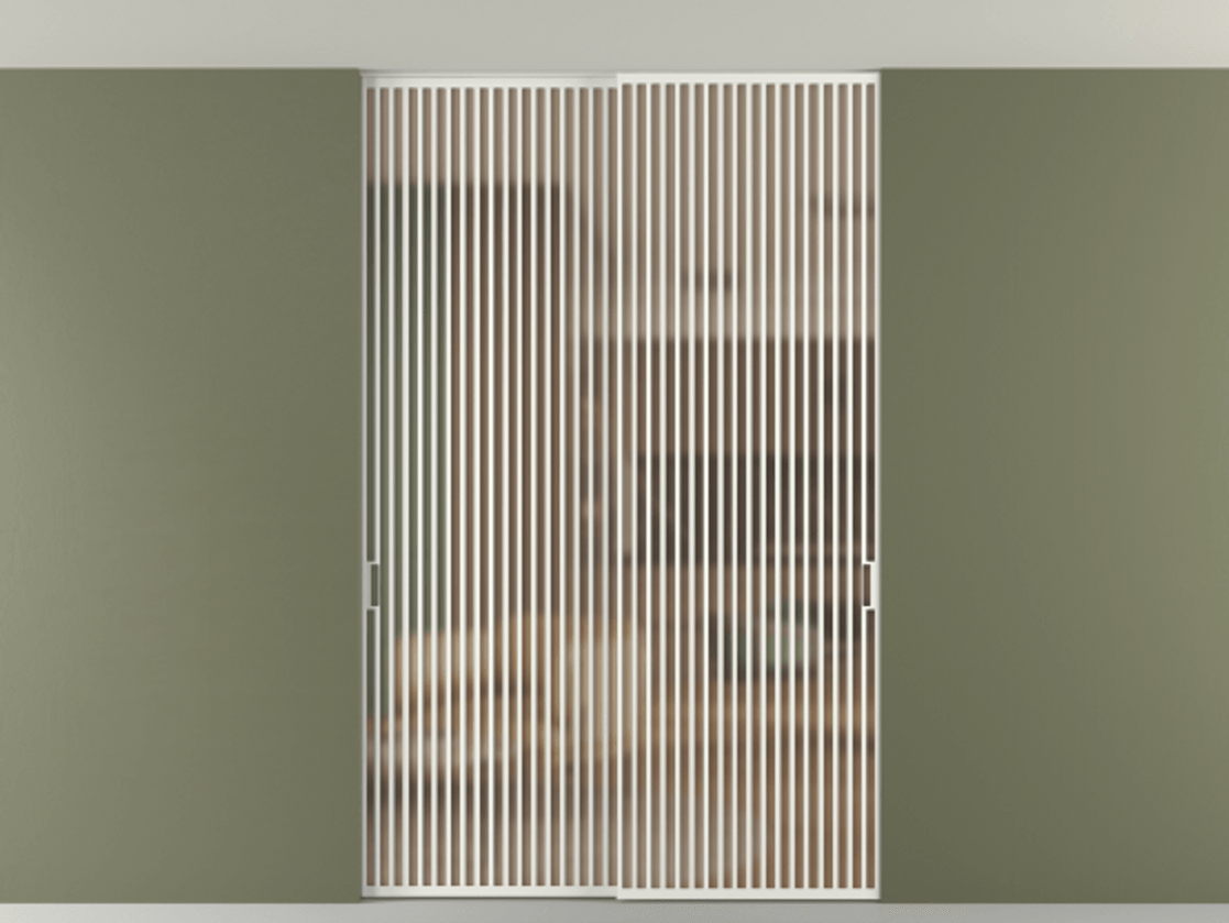 Перегородка Формато внутри проёма скрытое крепление в потолок 2 створки АЛПР 040.06 Алюминий светло-серый Сатинированное оранжевое стекло, триплекс Цена 2764500 AMD | Volhovec